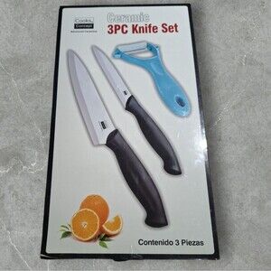 Cooks Concept 3-piece Ceramic Santoku Paring Knife and Peeler Set